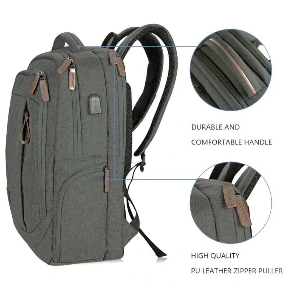 KROSER 17.3 inch‎ Laptop iPad Backpack Gray Padded Back Travel Charging Port